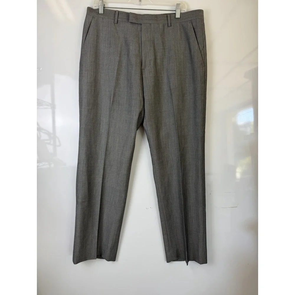 Banana Republic Tailored Slim Fit Trousers Mens 36x32 Gray Italian Fab 100% Wool